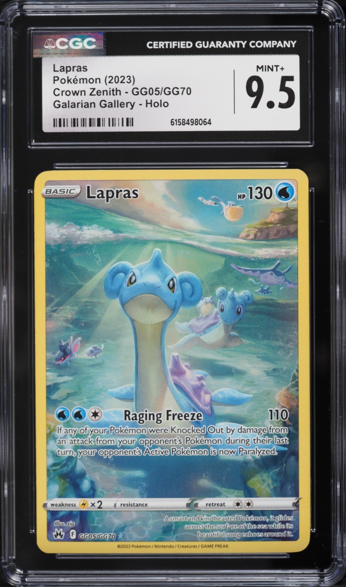 2023 Pokemon Sword & Shield Crown Zenith Galarian Alt Art Lapras #GG05 CGC 9.5 MINT+