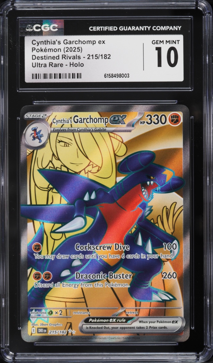 2025 Pokemon SV Destined Rivals Full Art Cynthia's Garchomp EX #215 CGC 10 GEM MINT