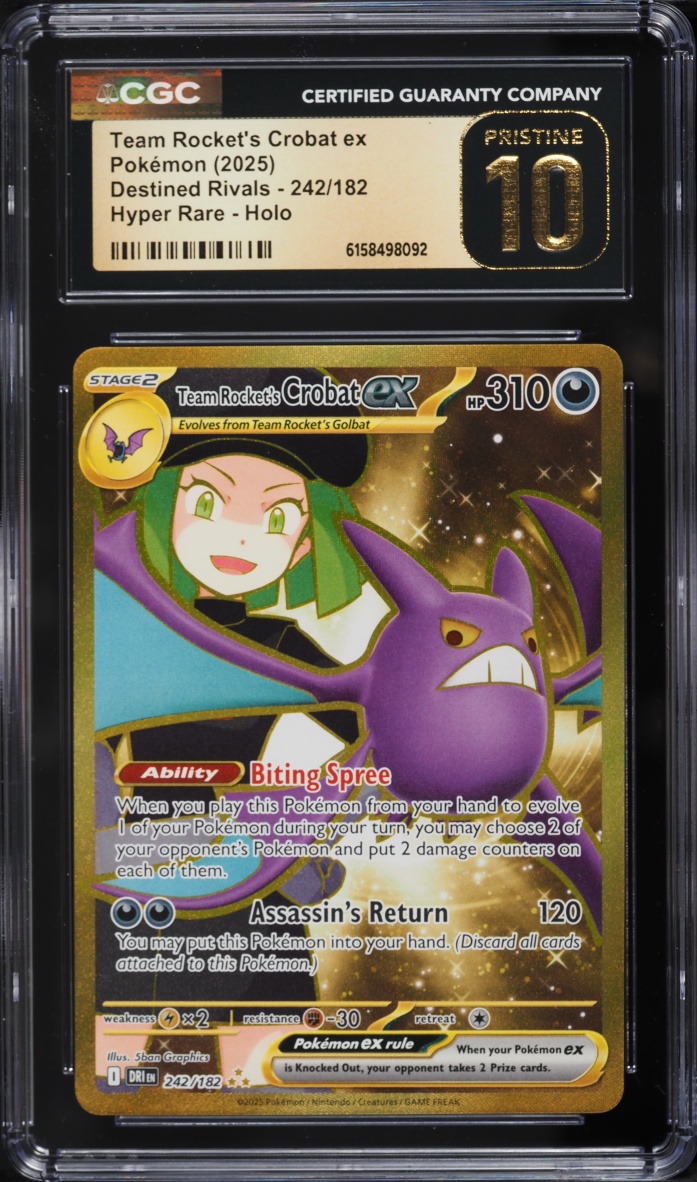 2025 Pokemon SV Destined Rivals Gold Rare Team Rocket's Crobat EX #242 CGC 10 PRISTINE