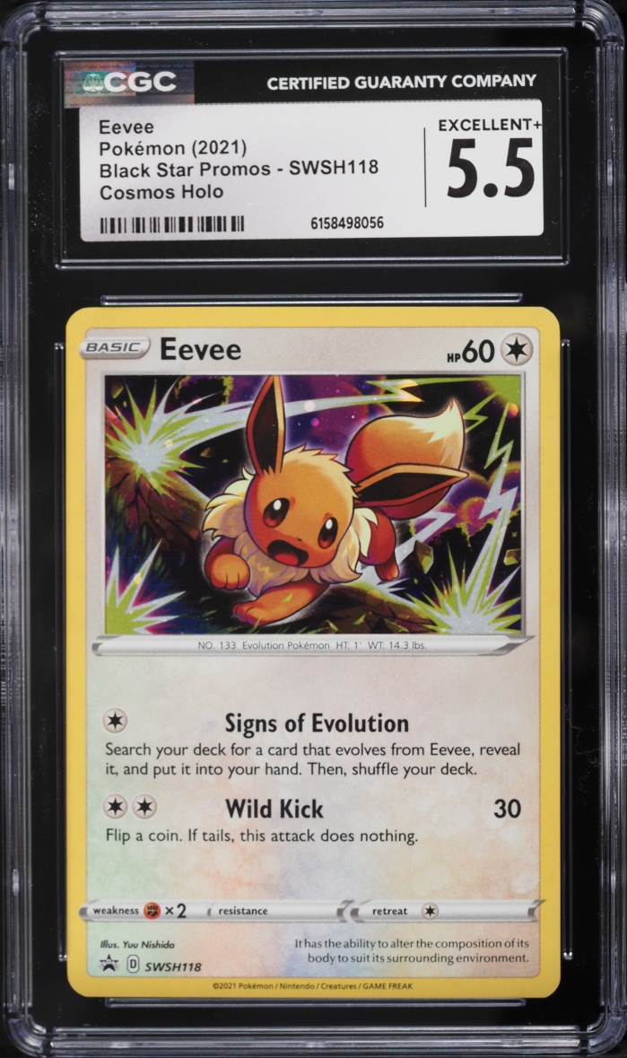 2021 Pokemon Sword & Shield Black Star Promo Cosmos Holo Eevee #SWSH118 CGC 5.5 EX+