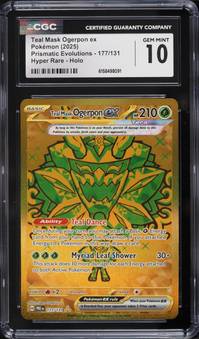 2025 Pokemon SV Prismatic Evolutions Gold Rare Teal Mask Ogerpon EX #177 CGC 10 GEM MINT