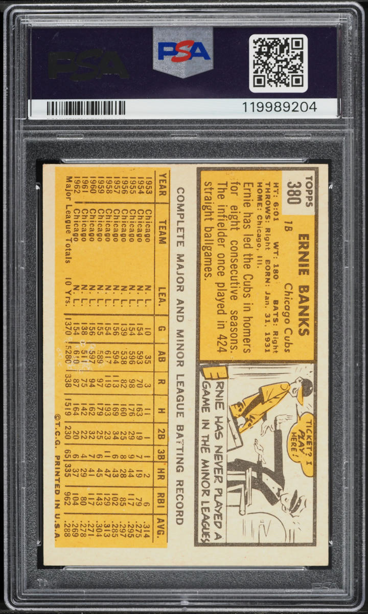 1963 Topps Ernie Banks #380 PSA 3 VG