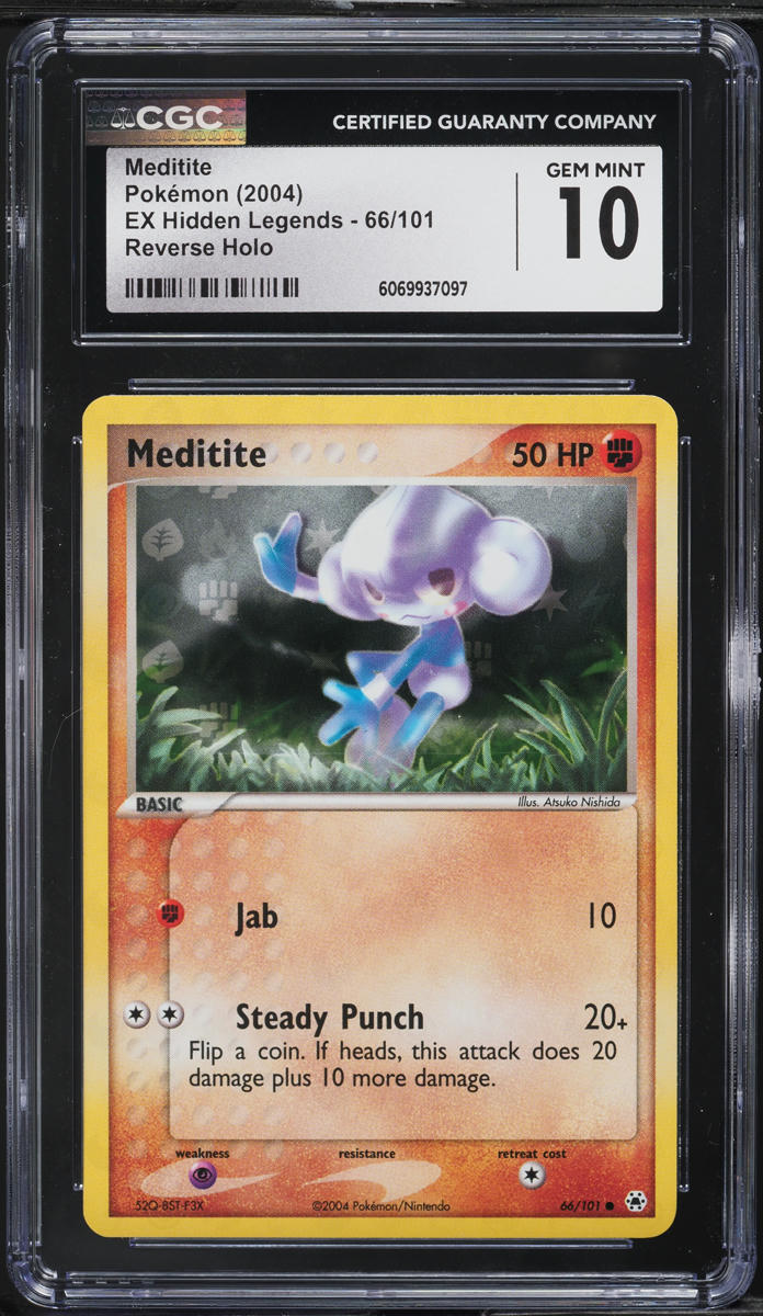 2004 Pokemon EX Hidden Legends Reverse Holo Meditite #66 CGC 10 GEM MINT