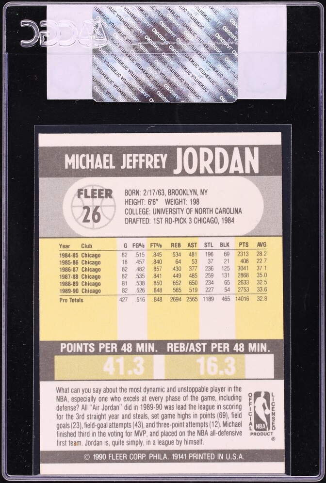 1990 Fleer Basketball Michael Jordan #26 CGC AUTH