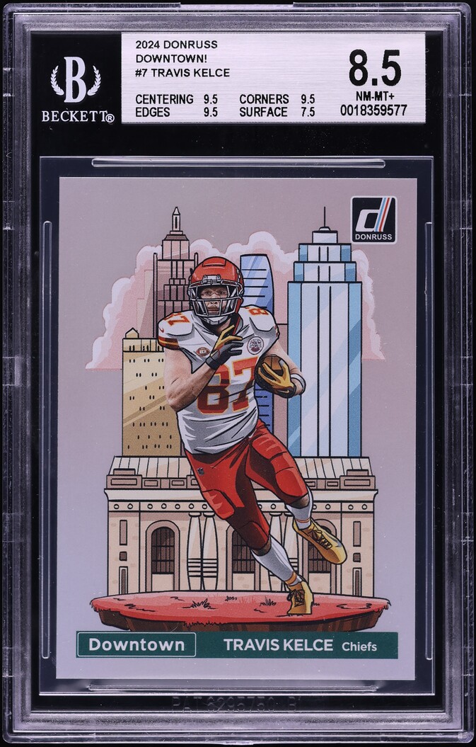 2024 Donruss Downtown! Travis Kelce #7 BGS 8.5 NM-MT+