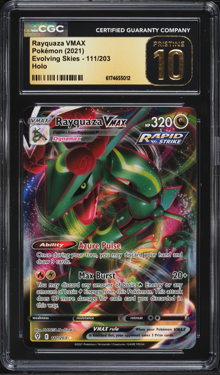 2021 Pokemon Sword & Shield Evolving Skies Full Art Rayquaza VMAX #111 CGC 10 PRISTINE