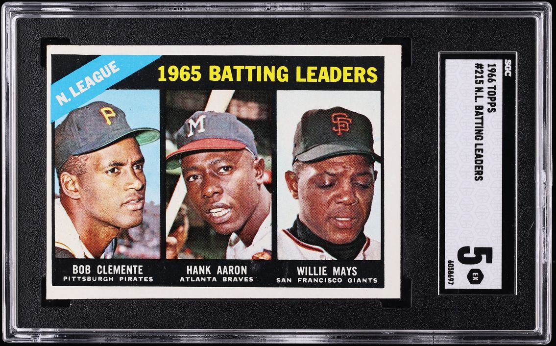 1966 Topps Roberto Clemente Hanke Aaron Willie Mays BATTING LDRS #215 SGC 5 EX