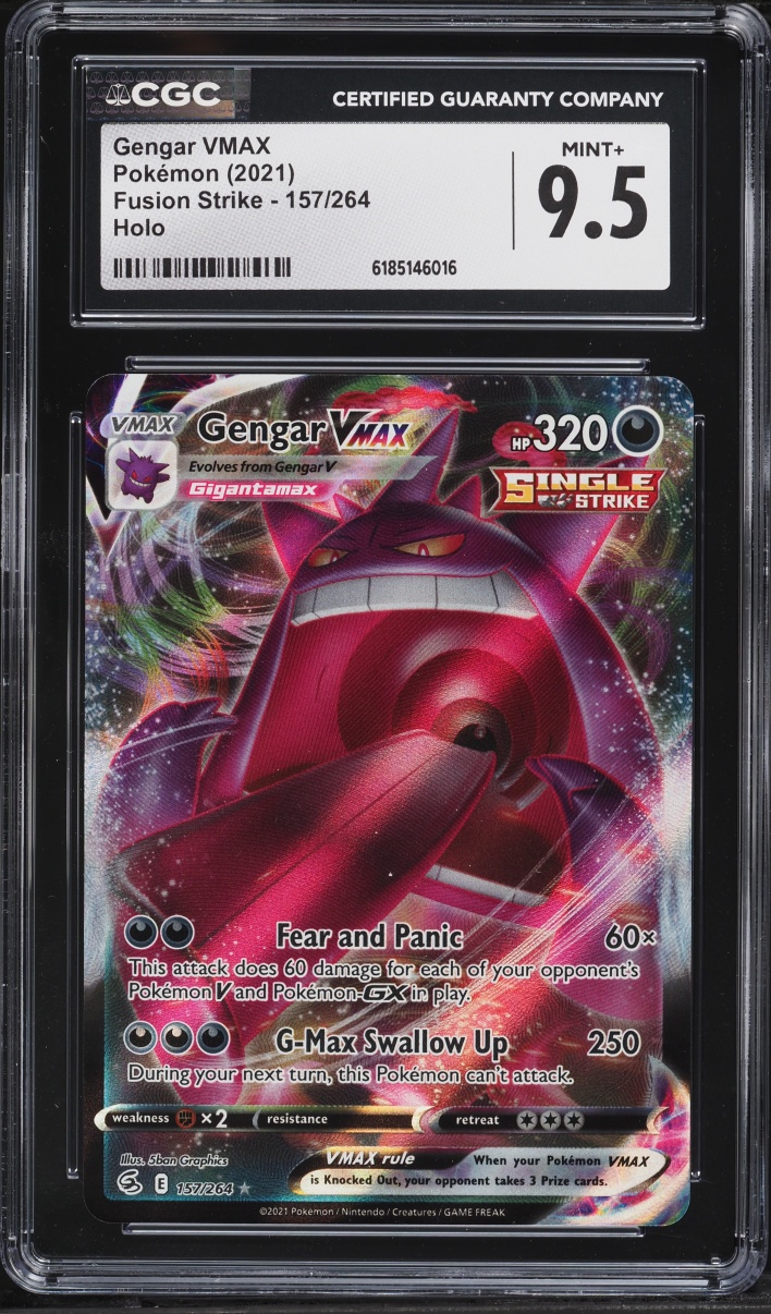 2021 Pokemon Sword & Shield Fusion Strike Full Art Gengar VMAX #157 CGC 9.5 MINT+
