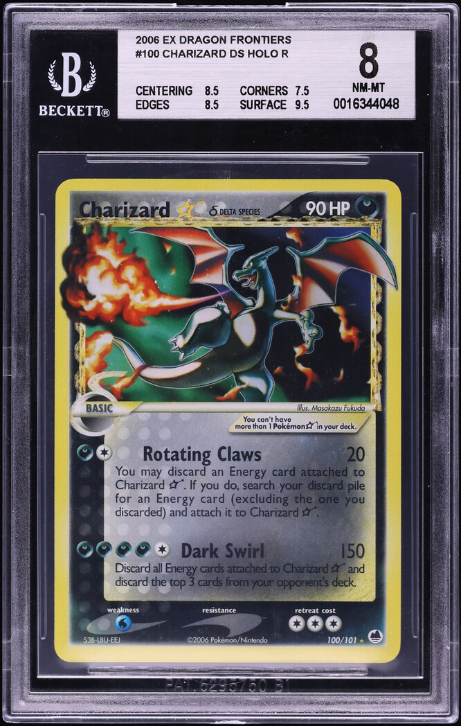 2006 Pokemon EX Dragon Frontiers Holo Charizard Gold Star #100 BGS 8 NM-MT