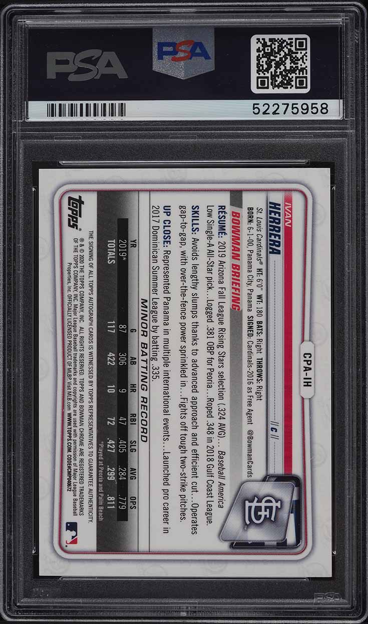 2020 Bowman Chrome Ivan Herrera PROSPECT AUTO #CPA-IH PSA 10 GEM MINT
