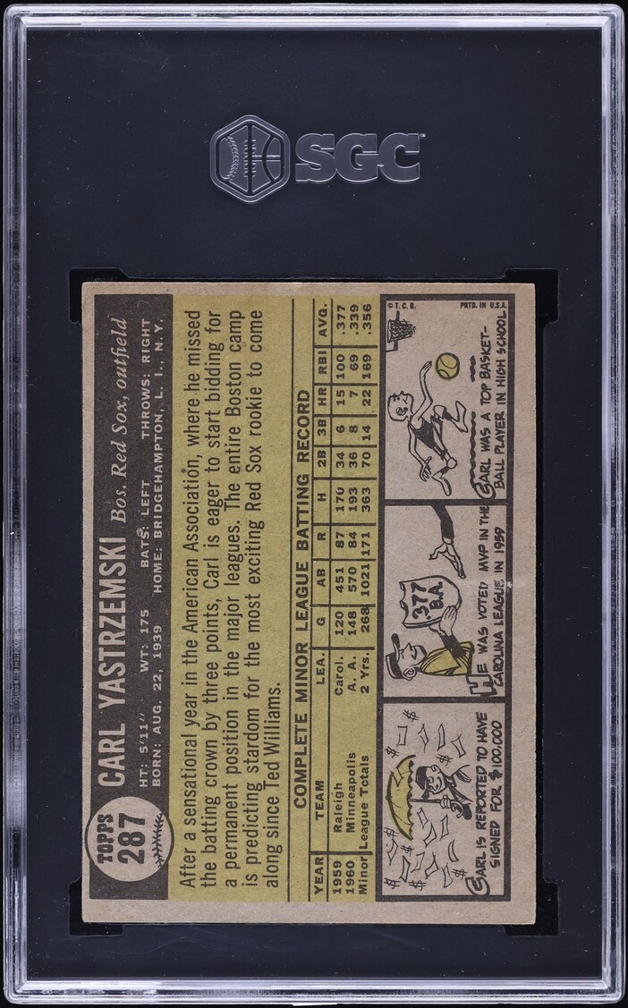 1961 Topps Carl Yastrzemski ROOKIE #287 SGC 4.5 VGEX+