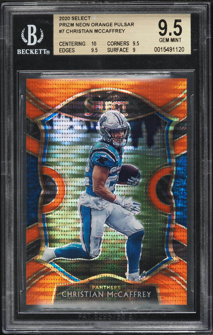 2020 Select Concourse Neon Orange Pulsar Prizm Christian McCaffrey /7 #7 BGS 9.5 GEM MINT