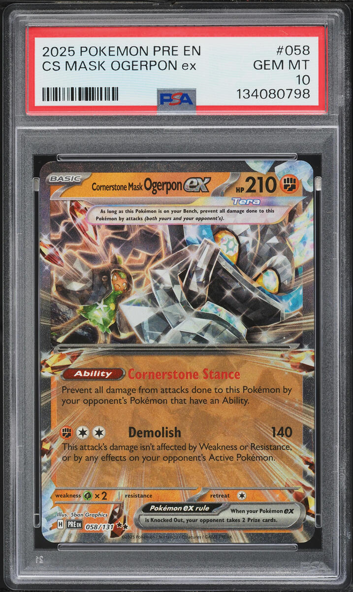 2025 Pokemon SV Prismatic Evolutions Cornerstone Mask Ogerpon ex #58 PSA 10 GEM MINT