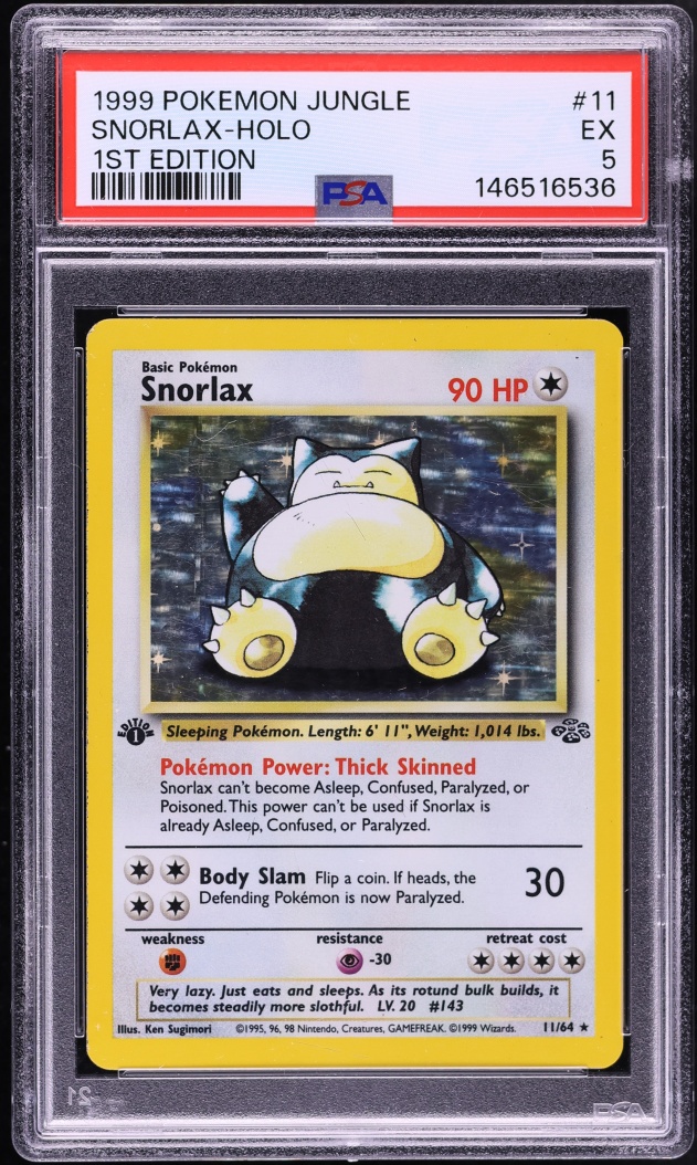1999 Pokemon Jungle 1st Edition Holo Snorlax #11 PSA 5 EX