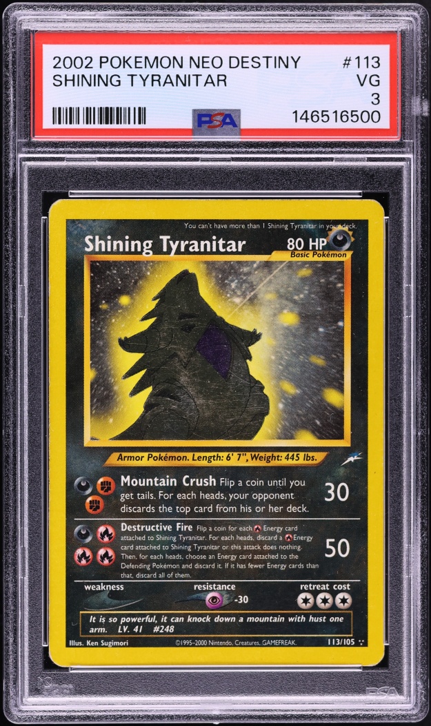 2002 Pokemon Neo Destiny Shining Tyranitar #113 PSA 3 VG