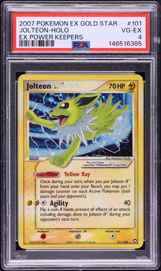 2007 Pokemon EX Power Keepers Holo Jolteon Gold Star #101 PSA 4 VGEX