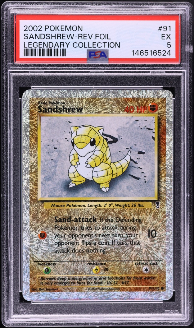 2002 Pokemon Legendary Collection Reverse Holo Sandshrew #91 PSA 5 EX