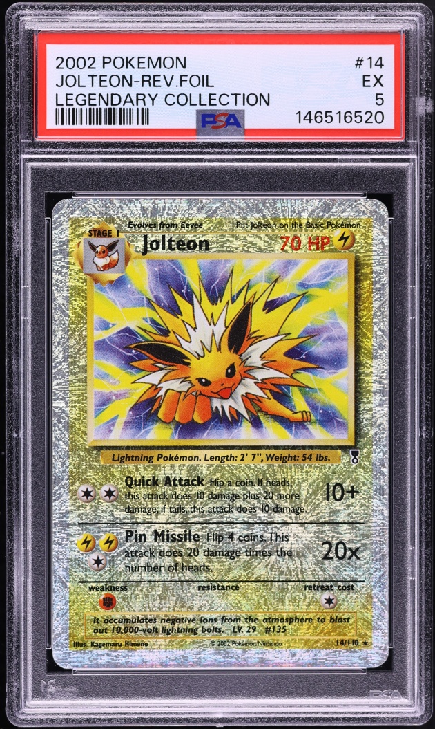 2002 Pokemon Legendary Collection Reverse Holo Jolteon #14 PSA 5 EX