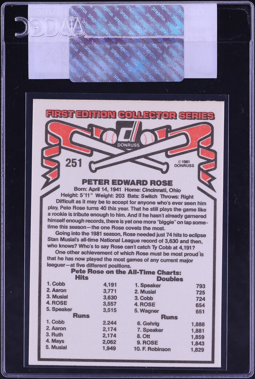 1981 Donruss Pete Rose #251 CGC AUTH