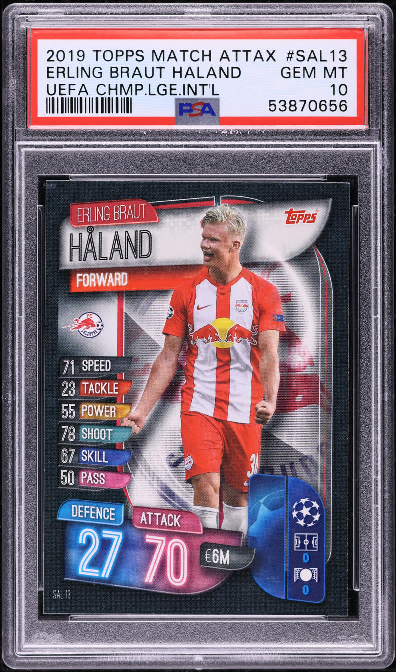 2019 Topps Match Attax UEFA Champions League Erling Haaland ROOKIE PSA ...