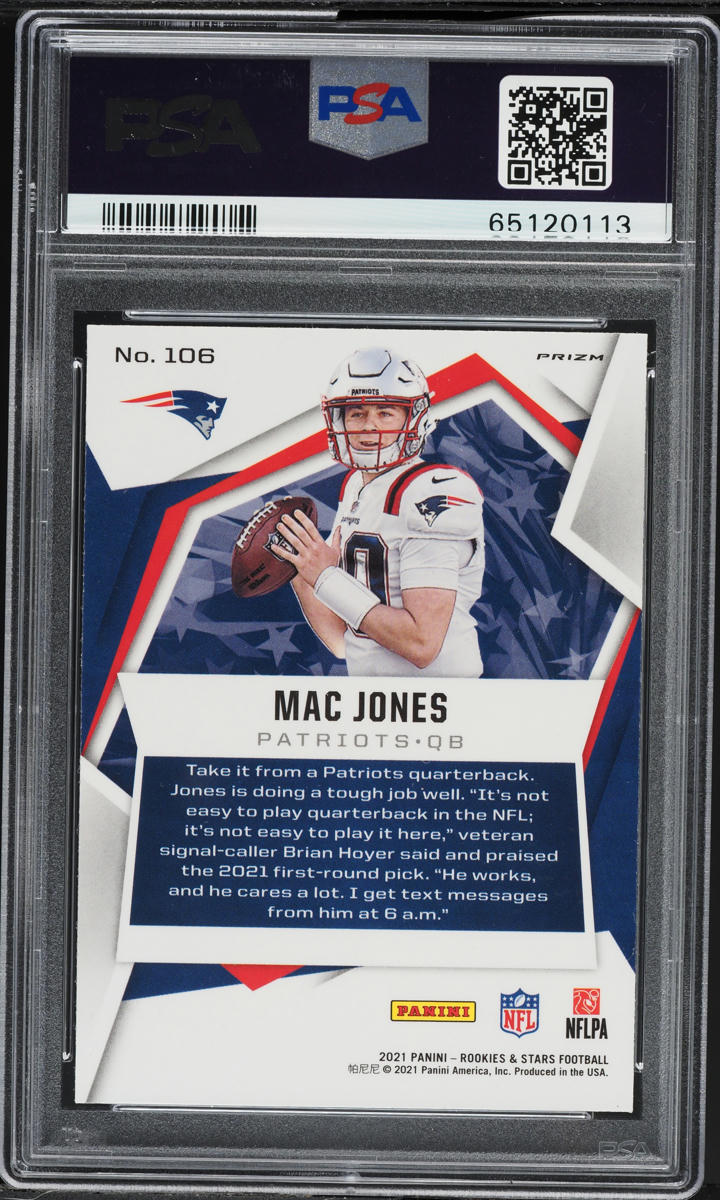 2021 Panini Rookies & Stars Pulsar Prizm Mac Jones ROOKIE #106 PSA 10 GEM MINT