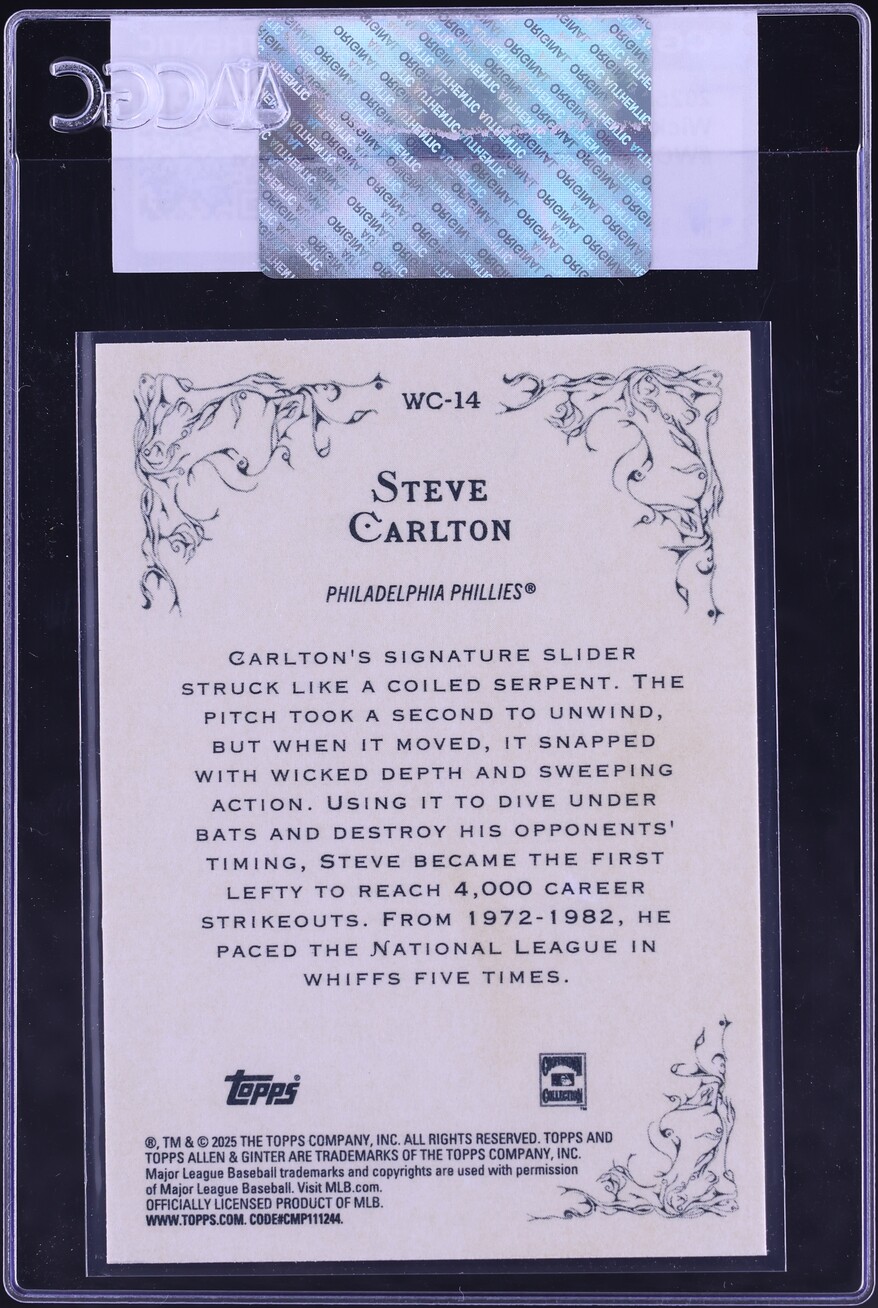 2025 Topps Allen & Ginter Wicked Curves Steve Carlton #WC-14 CGC AUTH