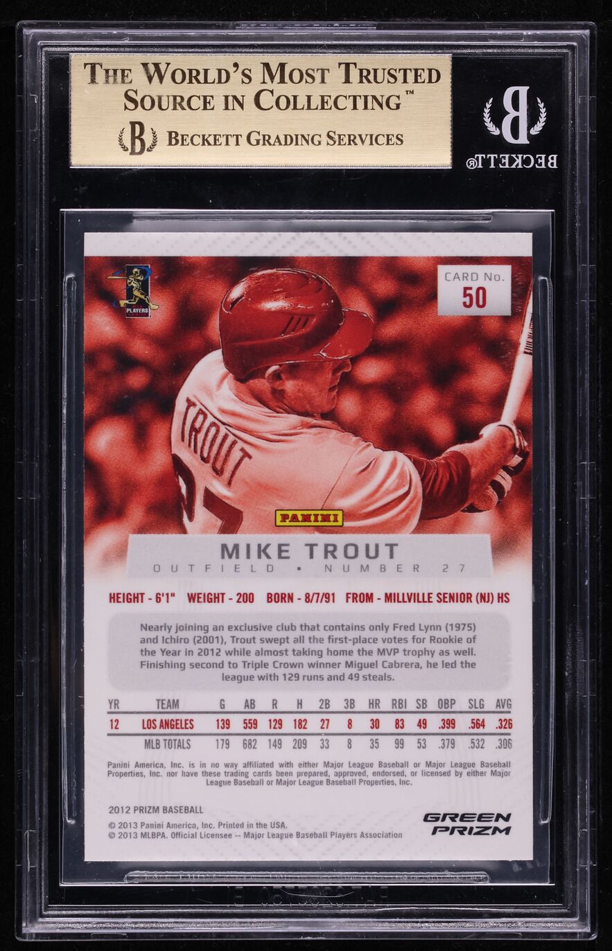 2012 Panini Prizm Green Mike Trout #50 BGS 9.5 GEM MINT