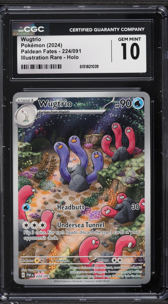 2024 Pokemon Scarlet & Violet Paldean Fates IR Wugtrio #224 CGC 10 GEM MINT