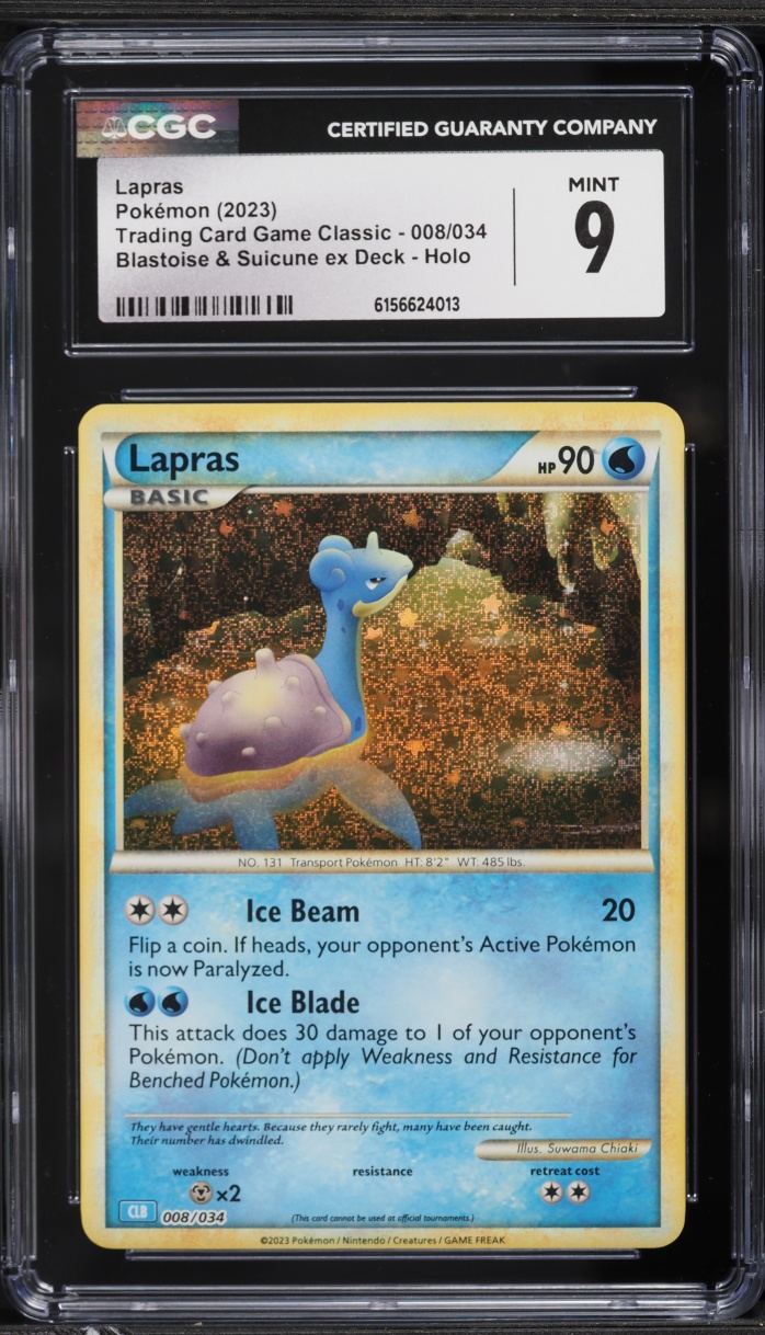 2023 Pokemon TCG Classic Collection Holo Lapras #8 CGC 9 MINT