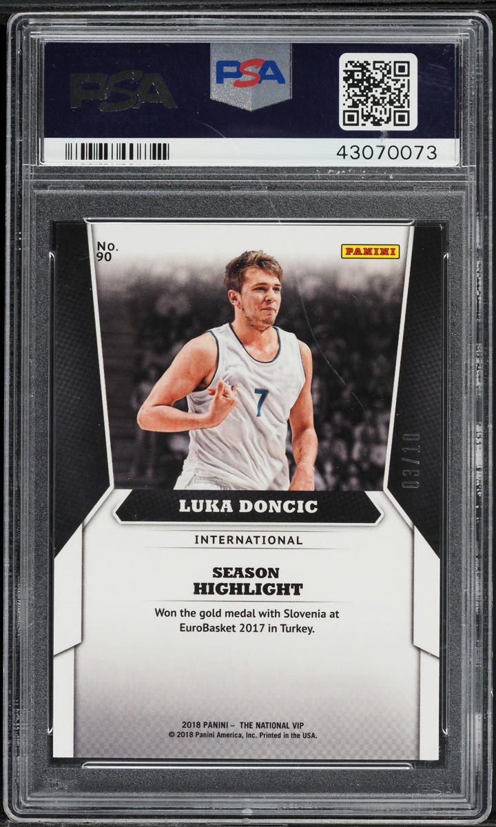 2018 Panini National VIP Gold Luka Doncic ROOKIE /10 #90 PSA 9 MINT