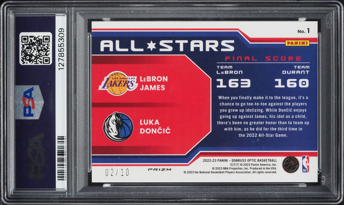 2022 Donruss Optic All-Stars Gold Wave LeBron James Luka Doncic /10 #1 PSA 9 MINT