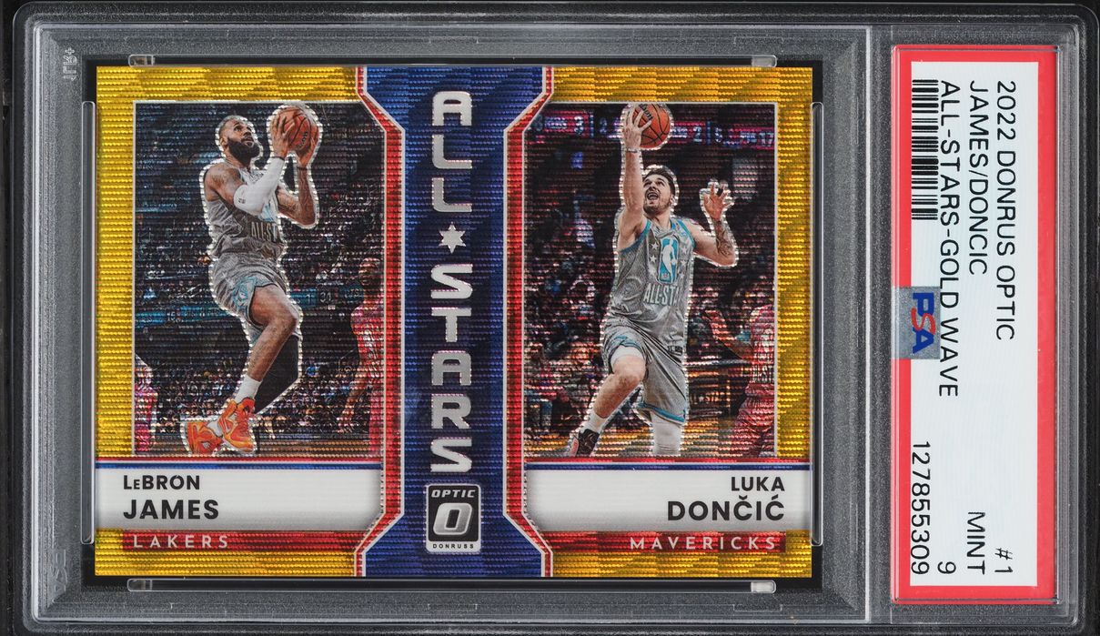 2022 Donruss Optic All-Stars Gold Wave LeBron James Luka Doncic /10 #1 PSA 9 MINT