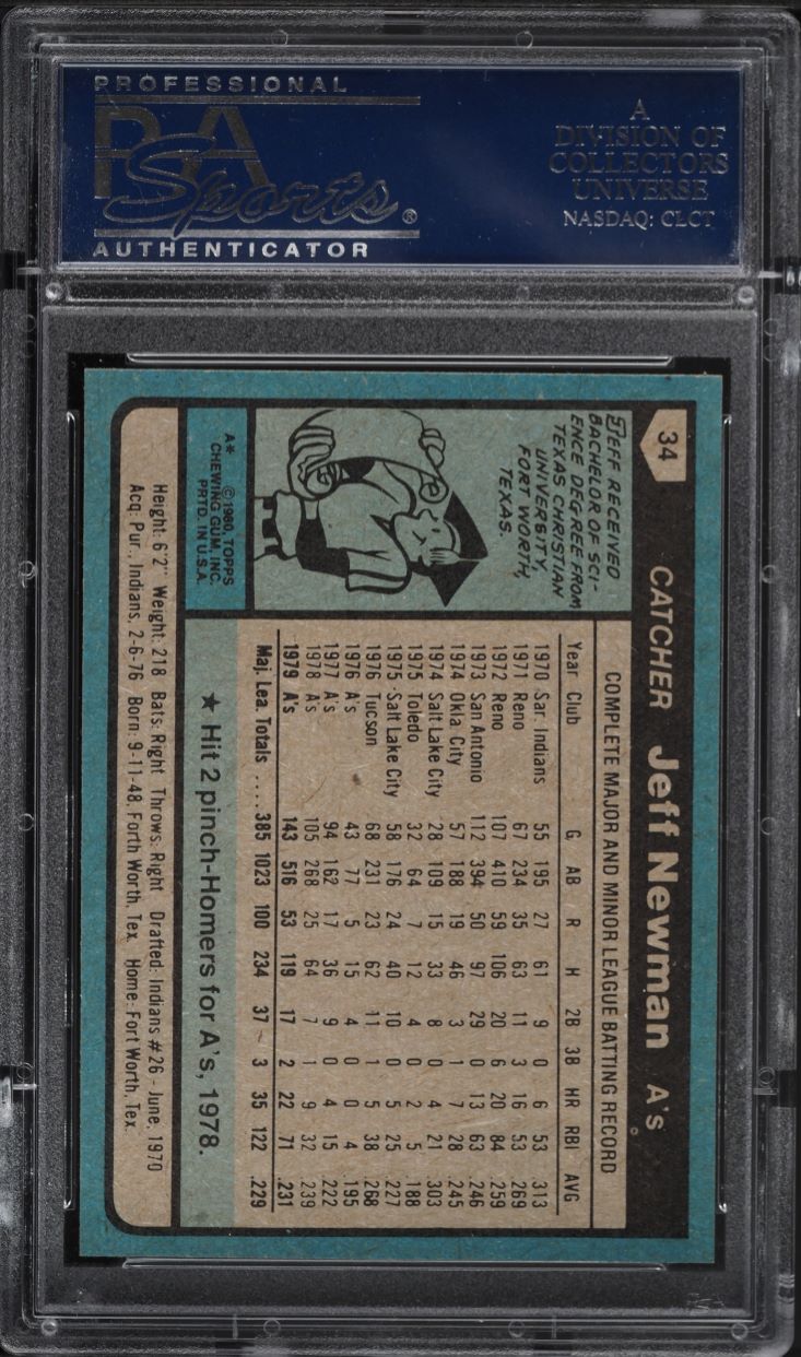 1980 Topps Jeff Newman #34 PSA 10 GEM MINT
