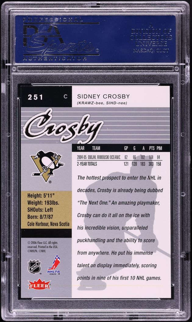2005 Ultra Hockey Sidney Crosby ROOKIE #251 PSA 10 GEM MINT