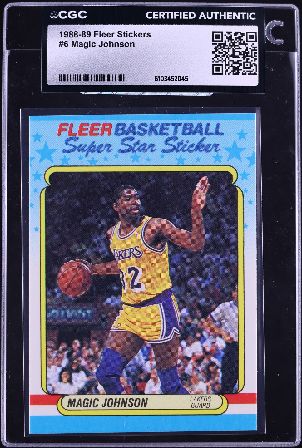 1988 Fleer Stickers Magic Johnson #6 CGC AUTH