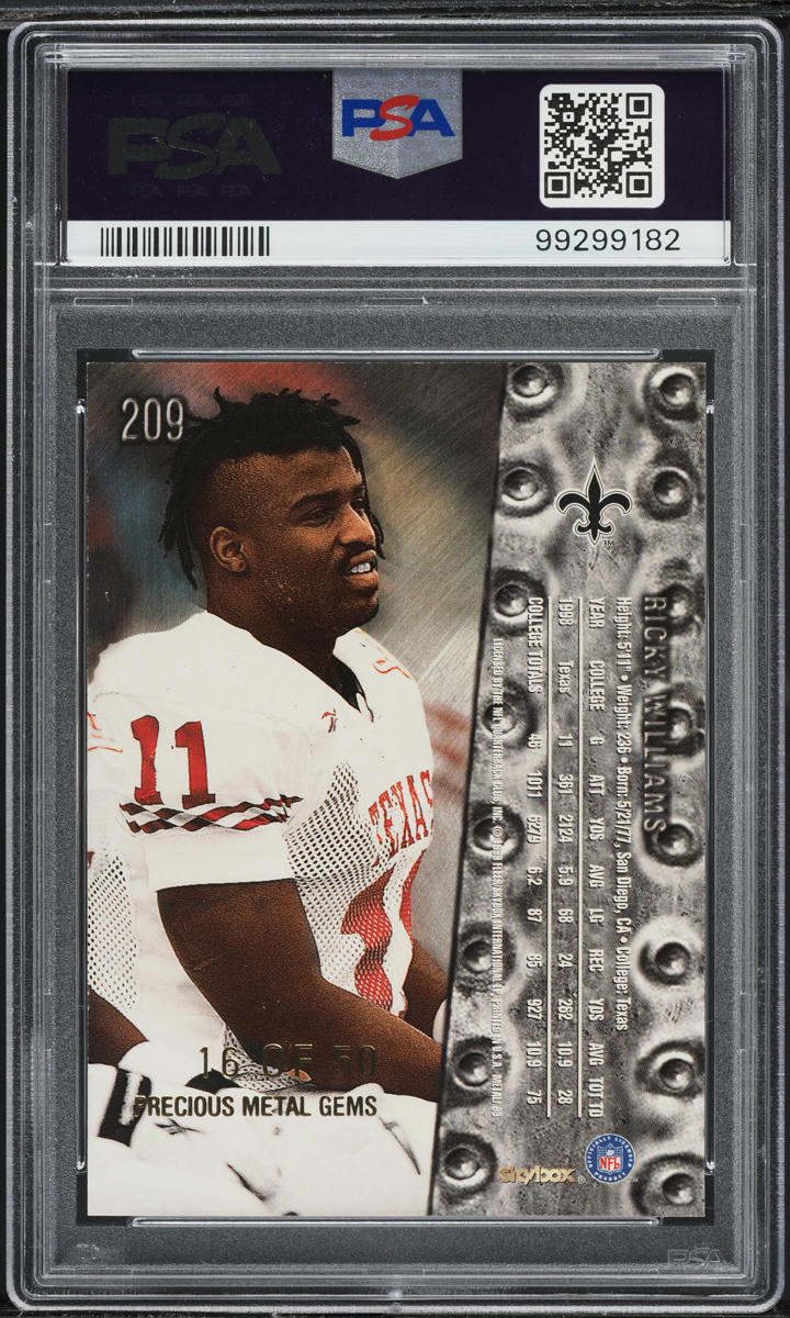 1999 Metal Universe Precious Metal Gems PMG Ricky Williams ROOKIE /50 #209 PSA 7 NRMT - Photo 2