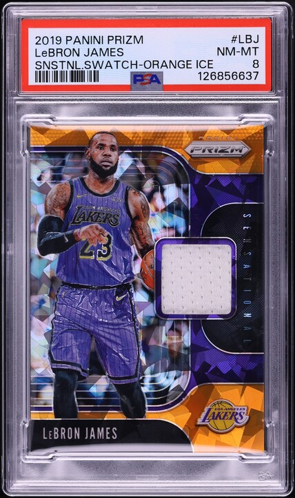 2019 Panini Prizm Sensational Orange Ice LeBron James GAME-USED