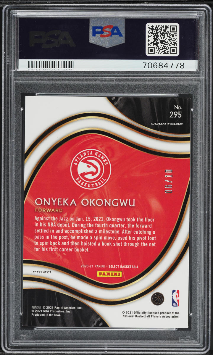 2020 Select Courtside Gold Prizm Onyeka Okongwu ROOKIE /10 #295 PSA 9 MINT