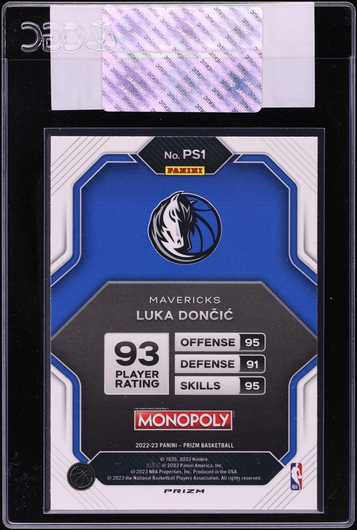 2022 Panini Prizm Monopoly All-Stars Boardwalk Blue Tiger Stripe Luka Doncic #PS1 CGC AUTH - Photo 2