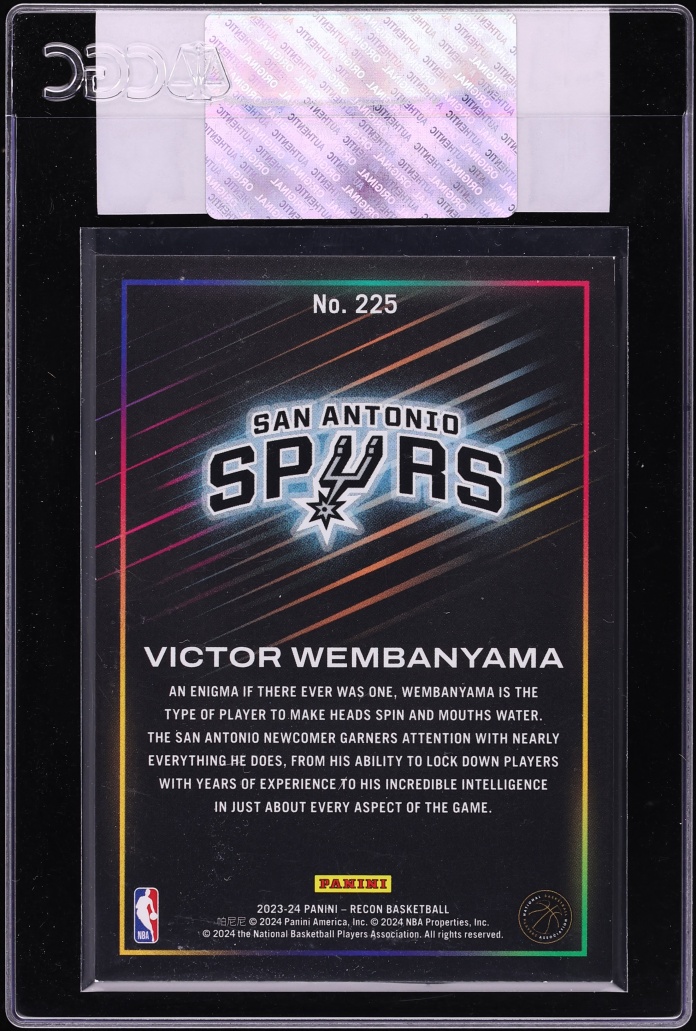 2023 Panini Recon Holo Bronze Victor Wembanyama ROOKIE /299 #225 CGC AUTH - Photo 2
