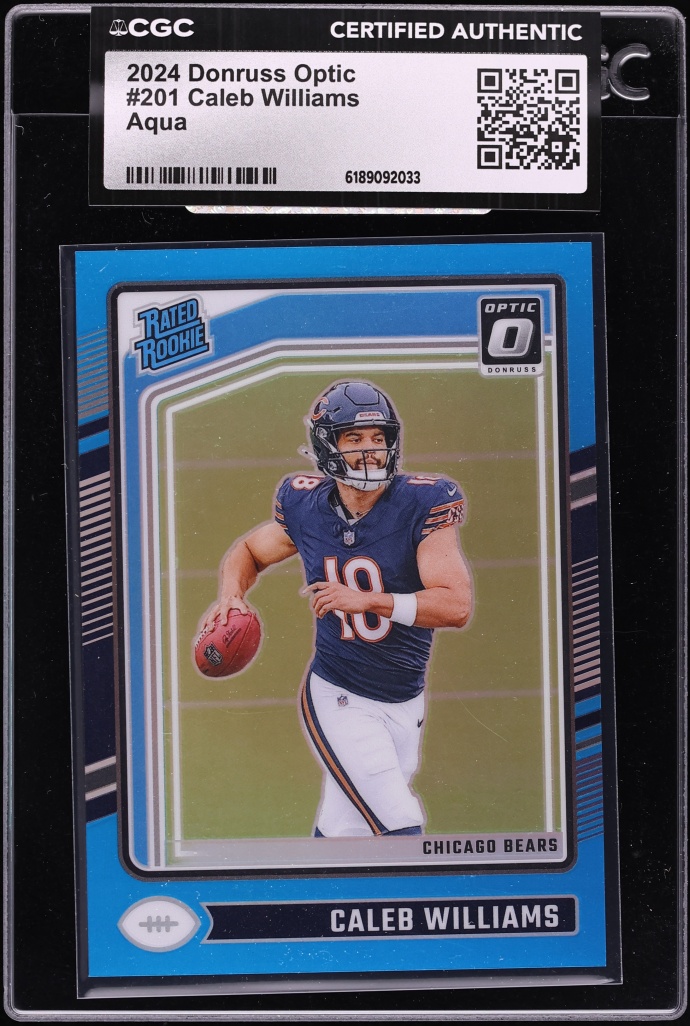 2024 Donruss Optic Aqua Caleb Williams ROOKIE /299 #201 CGC AUTH