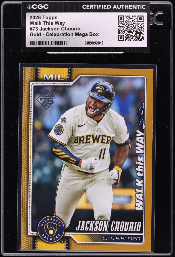 2026 Topps Walk This Way Gold Celebration Mega Box Jackson Chourio /50 #73 CGC AUTH