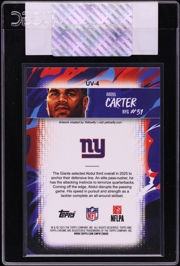 2025 Topps Chrome Ultra Violet Abdul Carter ROOKIE #UV-4 CGC AUTH - Photo 2