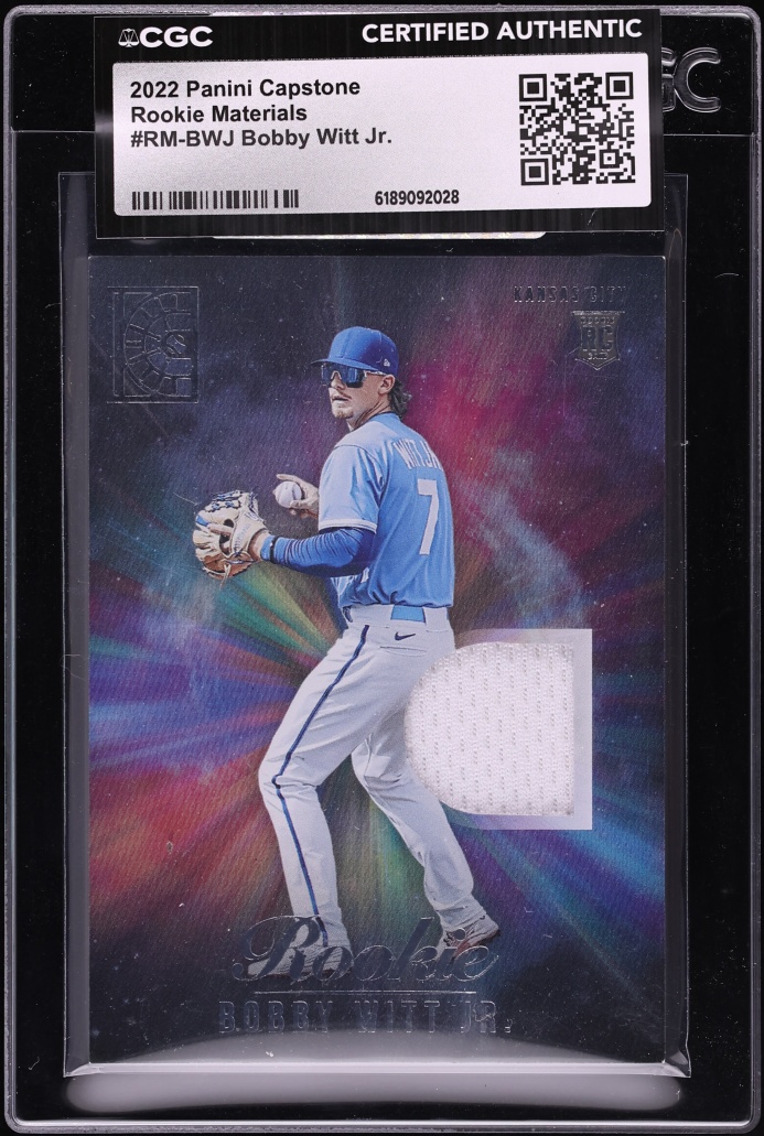 2022 Panini Capstone Bobby Witt Jr. ROOKIE PATCH #RM-BWJ CGC AUTH