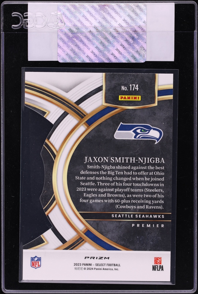 2023 Select Premier Tie-Dye Die-Cut Jaxon Smith-Njigba ROOKIE /25 #174 CGC AUTH - Photo 2