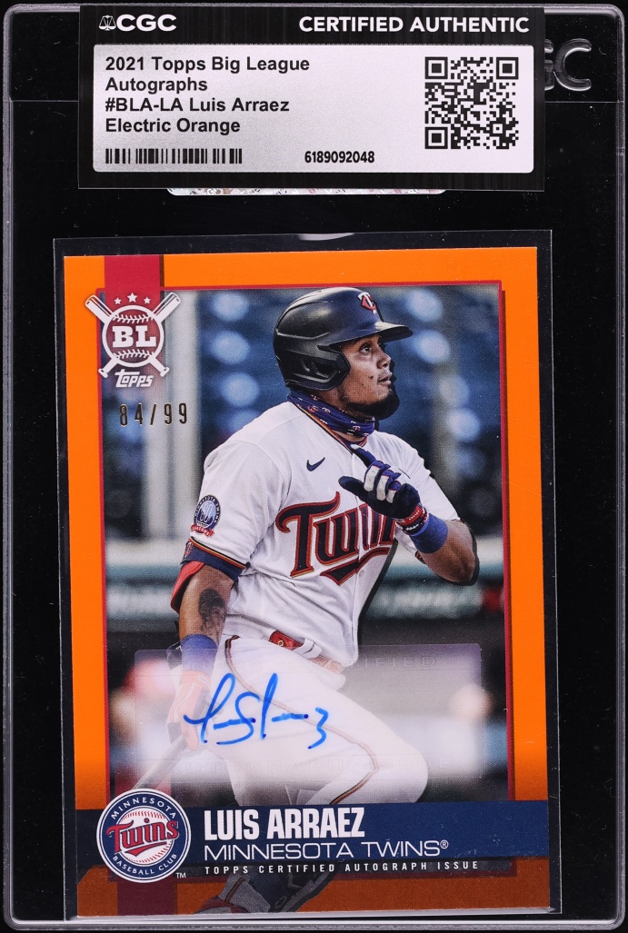 2021 Topps Big League Electric Orange Luis Arraez AUTO /99 #BLA-LA CGC AUTH
