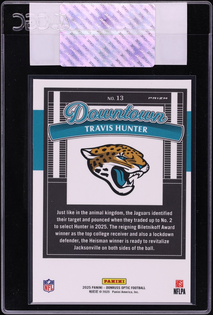 2025 Donruss Optic Downtown Travis Hunter ROOKIE #13 CGC AUTH - Photo 2
