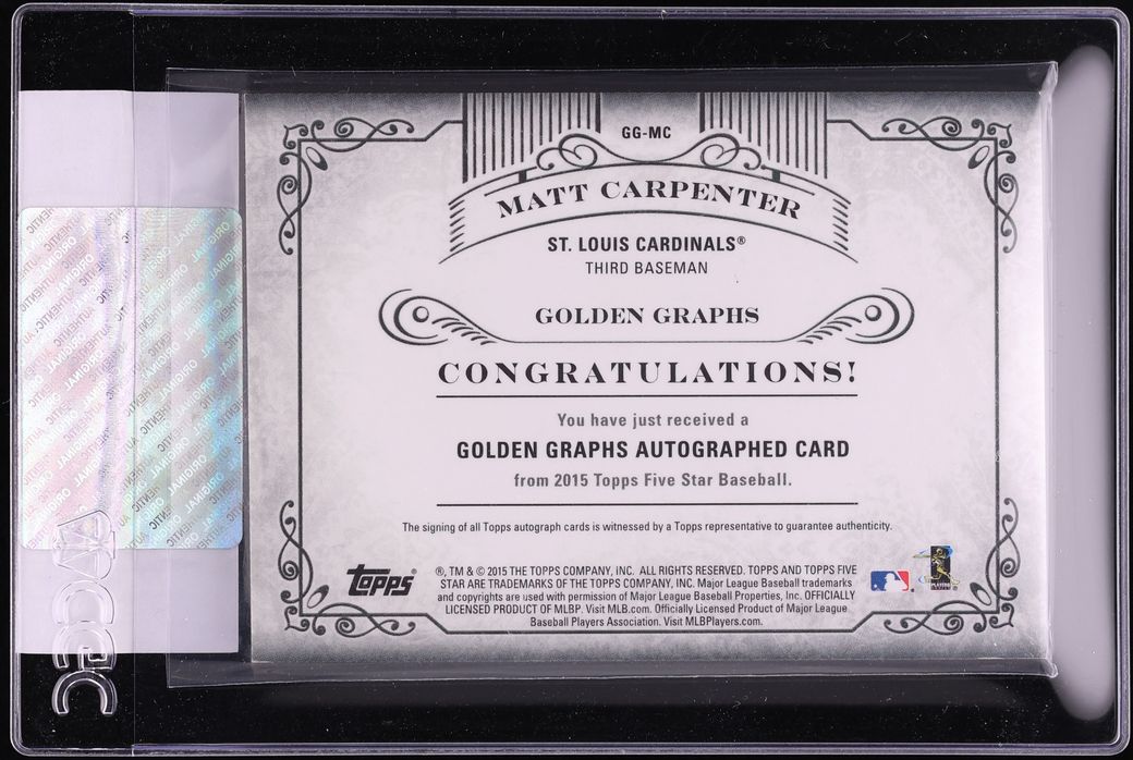 2015 Topps Five Star Golden Graphs Purple Matt Carpenter AUTO /25 #GG-MC CGC AUTH - Photo 2