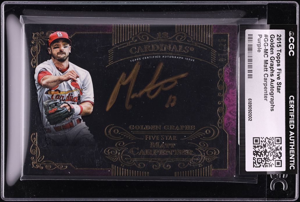 2015 Topps Five Star Golden Graphs Purple Matt Carpenter AUTO /25 #GG-MC CGC AUTH
