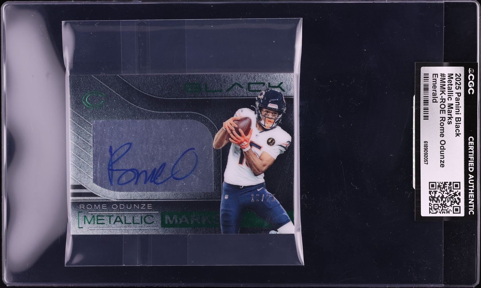 2025 Panini Black Metallic Marks Emerald Rome Odunze AUTO /25 #MMK-ROE CGC AUTH
